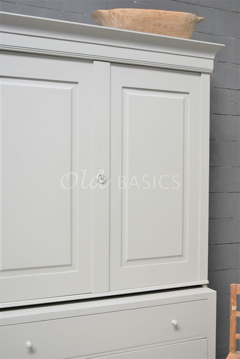 Detail van Zweedse kast, 2 deuren, RAL7044, grijs, materiaal hout